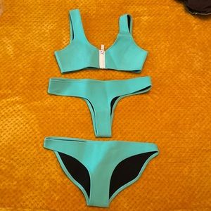 Hoaka Swimwear Neoprene Bikini Set XS Teal